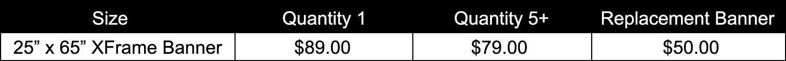 x frame banner stand pricing